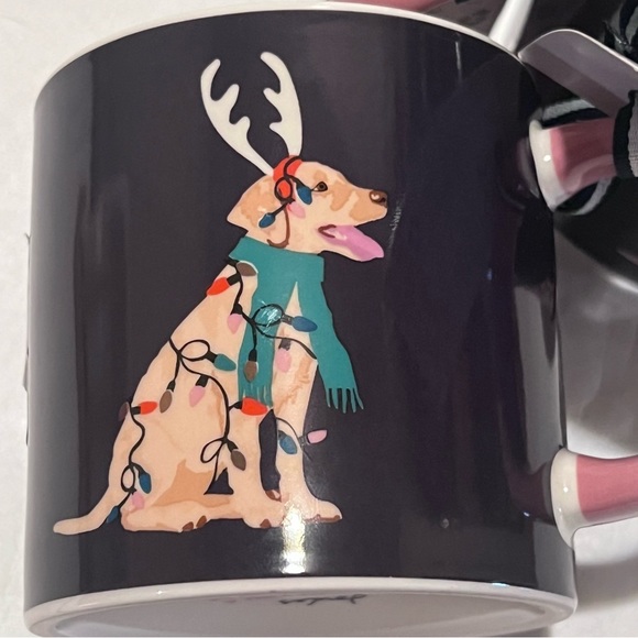 Two (2) JOULES Dog We Woof You a Merry Christmas Ceramic Mugs Blue/White 12oz - Picture 3 of 13
